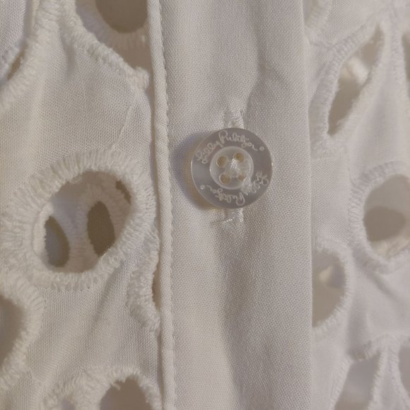 Lilly Pulitzer White Amrita Eyelet Midi Button Down Dress Size 10 - Picture 6 of 16
